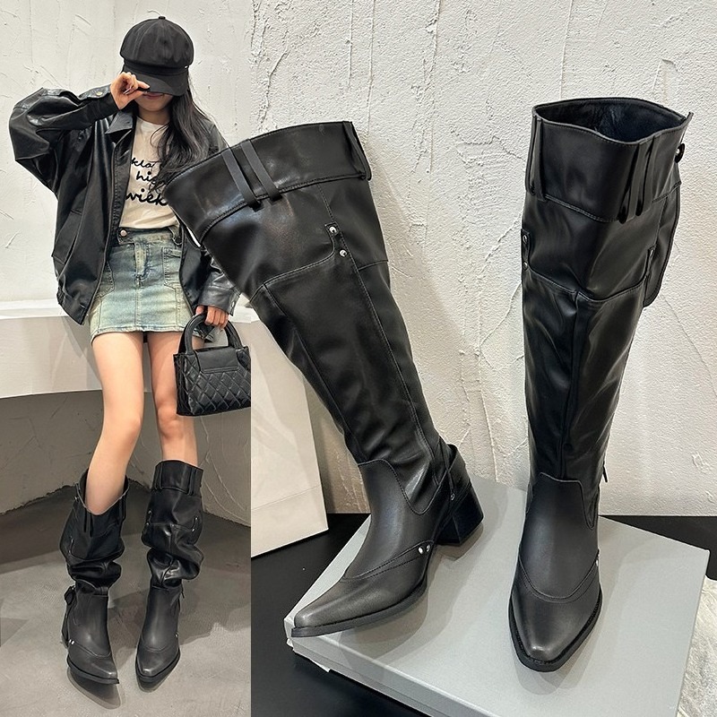 High Knee Heel Boots - Wrapped Single Boots for Women Spring