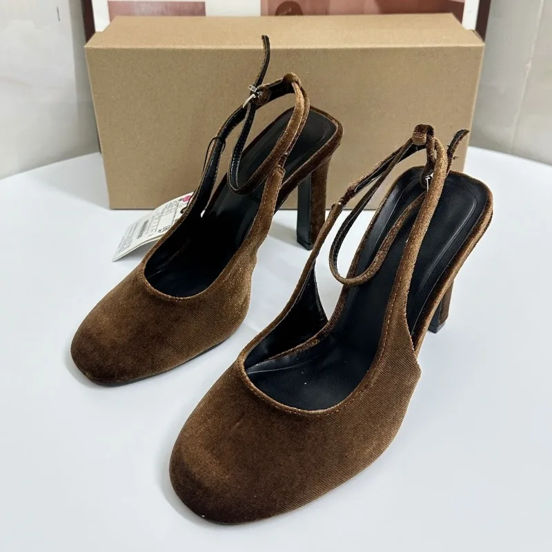 Women Shoes Brands - Retro Brown Suede Summer Women Chunky