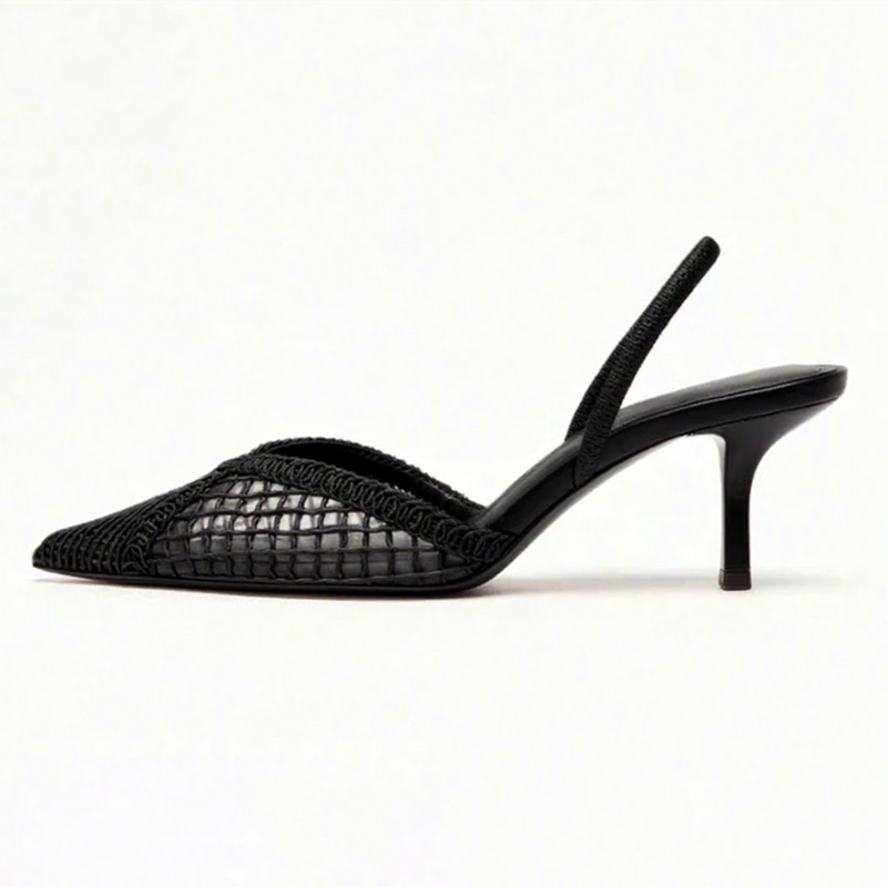 Women Shoes Brands - Mesh Woven Heeled Sandals Women Sexy