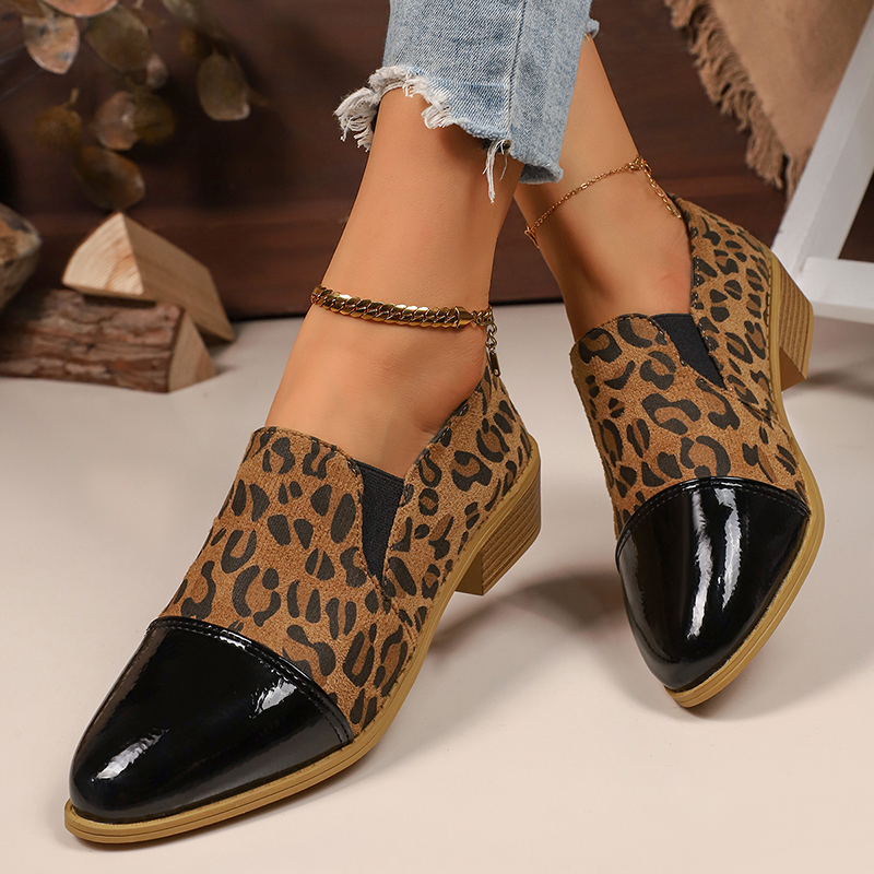Women Shoes Heels - Leopard Printed Women's Low Heel Pumps