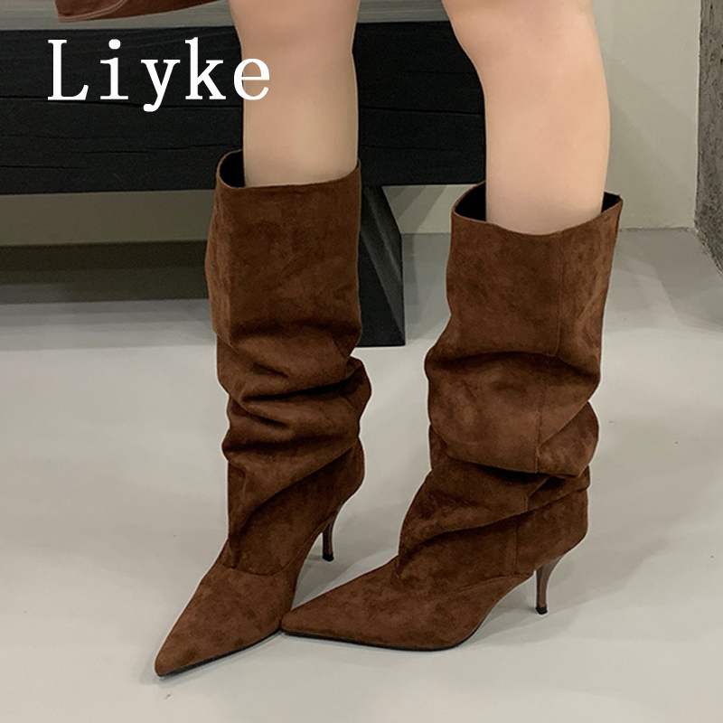 Liyke Autumn Winter Thin Kitte - High Knee Heel Boots ulasan dan harga