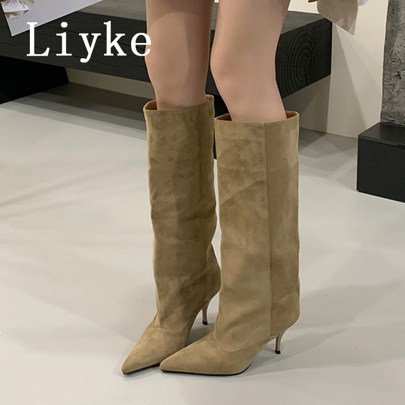 Liyke Autumn Winter Thin Kitte - High Knee Heel Boots ulasan dan harga