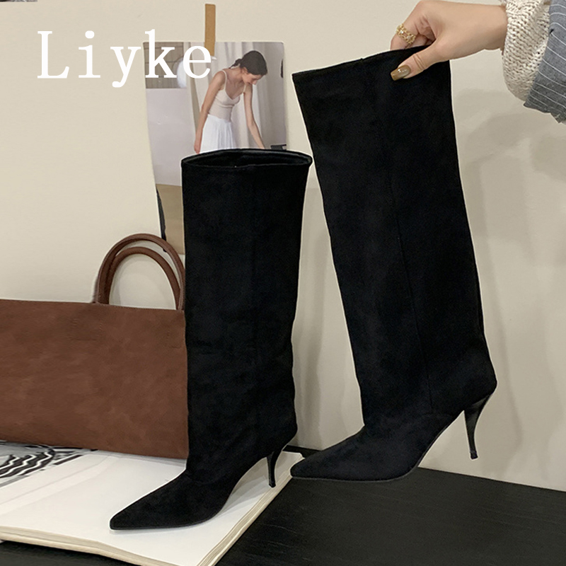 Liyke Autumn Winter Thin Kitte - High Knee Heel Boots ulasan dan harga