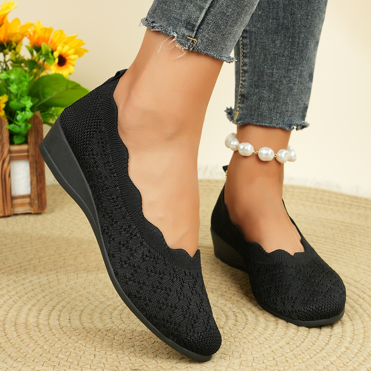 Women's Breathable Knit Flats  - Slingback Pumps Women ulasan dan harga