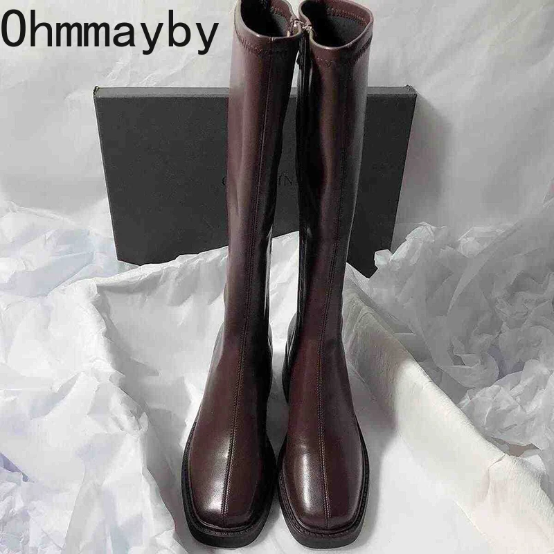 Vintage Thick Heel Women Knee  - High Knee Heel Boots ulasan dan harga