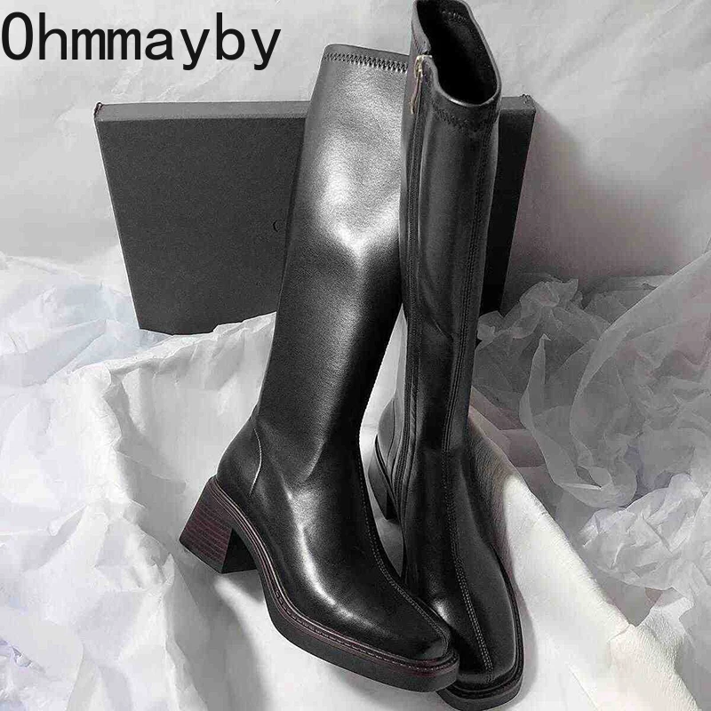 Vintage Thick Heel Women Knee  - High Knee Heel Boots ulasan dan harga