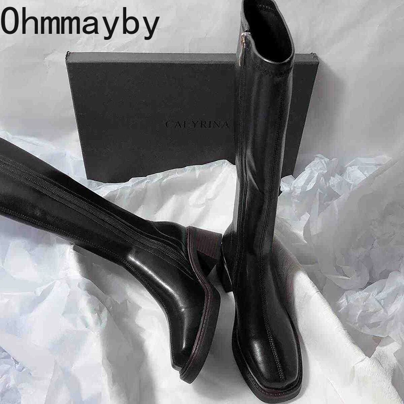 Vintage Thick Heel Women Knee  - High Knee Heel Boots ulasan dan harga