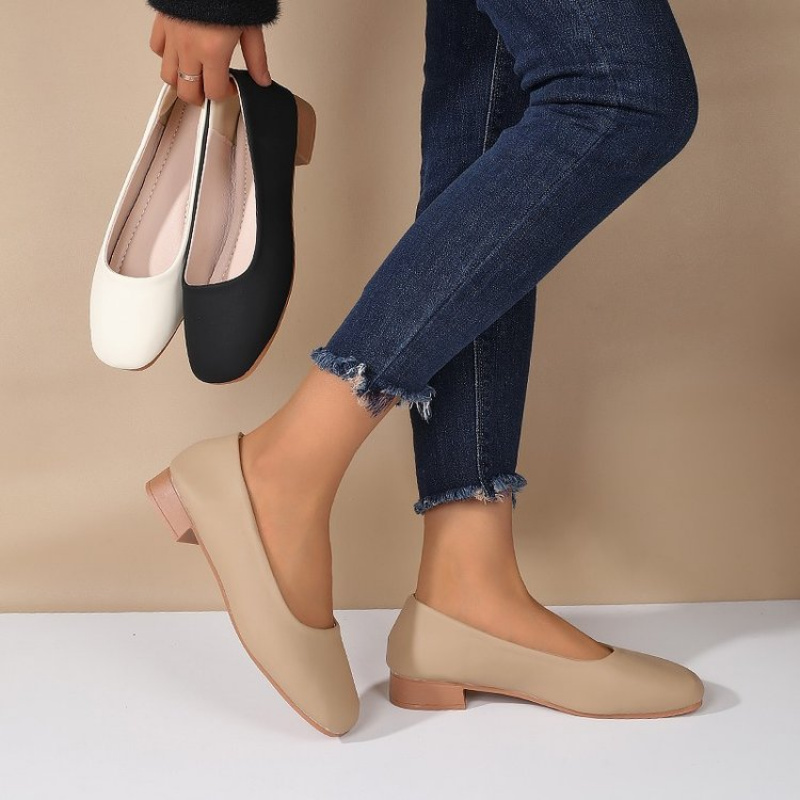 Soft Leather Round Toe Slip-On - Slingback Pumps Women ulasan dan harga