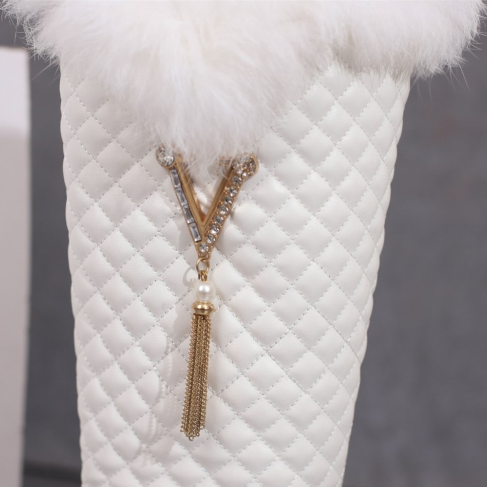 Winter Women Fur Knee High Boo - High Knee Heel Boots ulasan dan harga