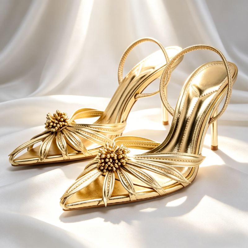 Luxury Gold Floral Detail Slin - Women'S Shoes Veja ulasan dan harga