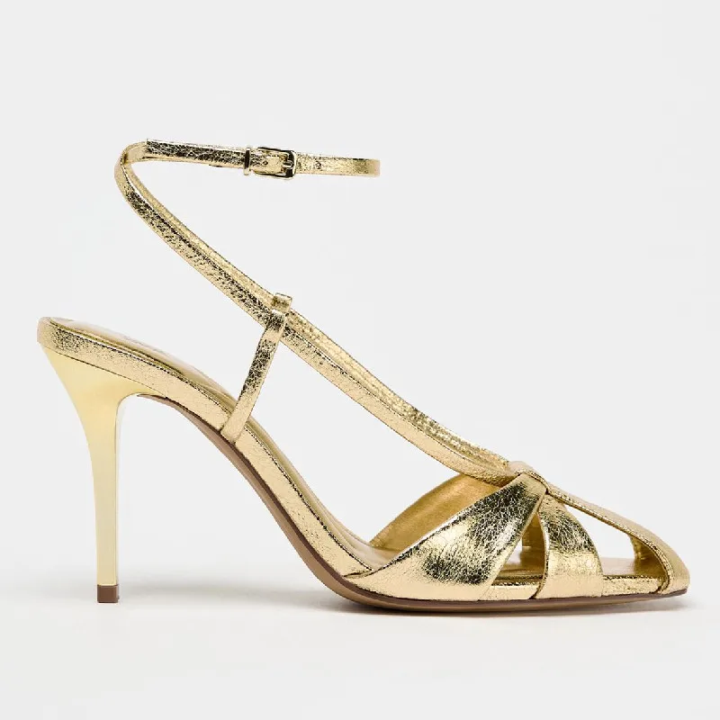 Fashion Gold Thin Heeled Sanda - Women Shoes Brands ulasan dan harga