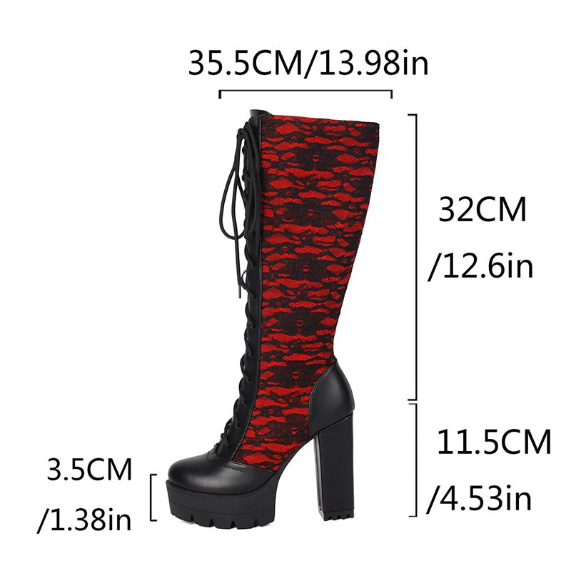 REAVE CAT 2025 Lace Women Knee - High Knee Heel Boots ulasan dan harga
