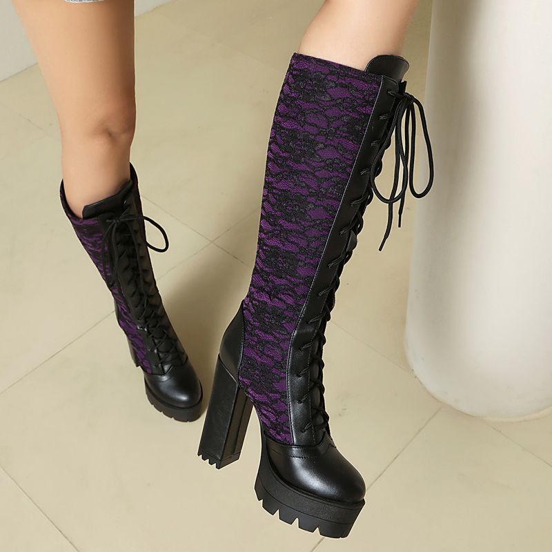 REAVE CAT 2025 Lace Women Knee - High Knee Heel Boots ulasan dan harga