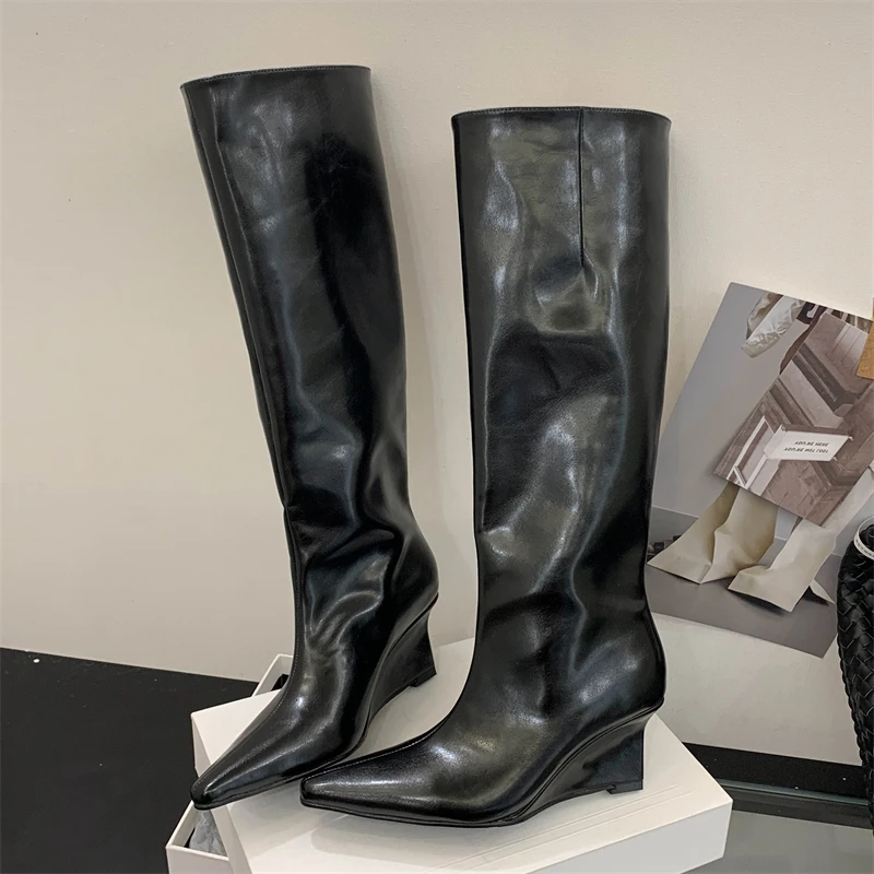 Aneikeh New Design Wedges Heel - High Knee Heel Boots ulasan dan harga